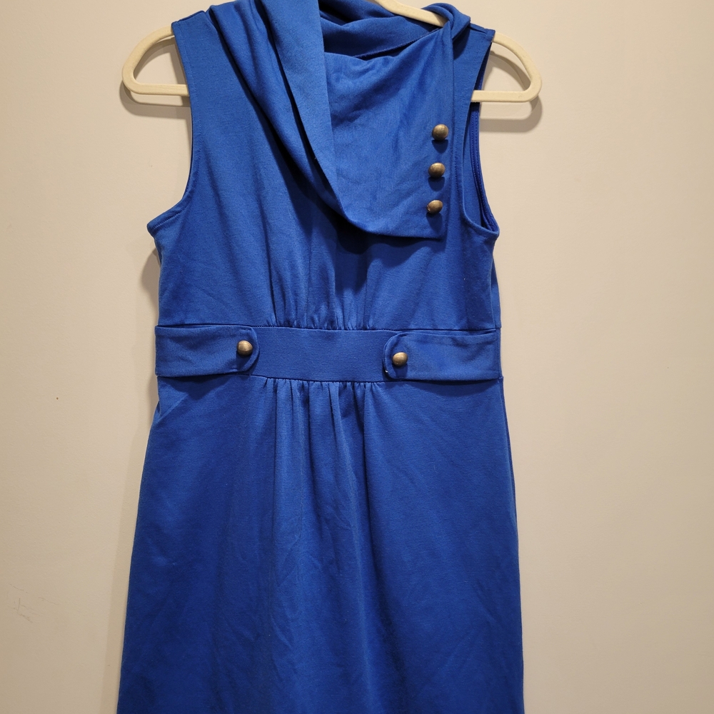 Hello Miss Royal Blue Mini Dress with Button Detail